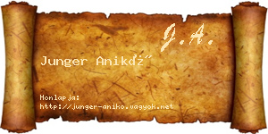 Junger Anikó névjegykártya